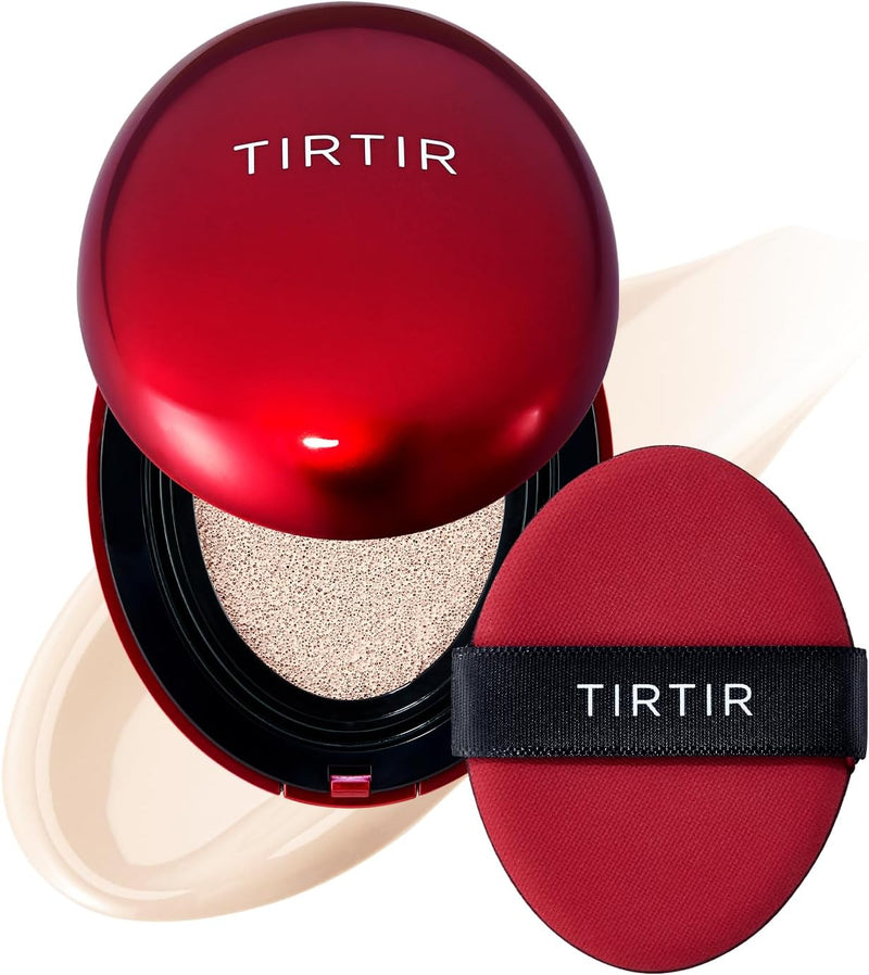 Mini Size TIRTIR Mask Fit Red Cushion Foundation Japan's No.1 Choice for Glass skin, Long-Lasting, Lightweight, Buildable Coverage, Semi-Matte (21N Ivory, 4.5g (Pack of 1)) - 10C Shell 0.15 Fl Oz (Pack of 1)