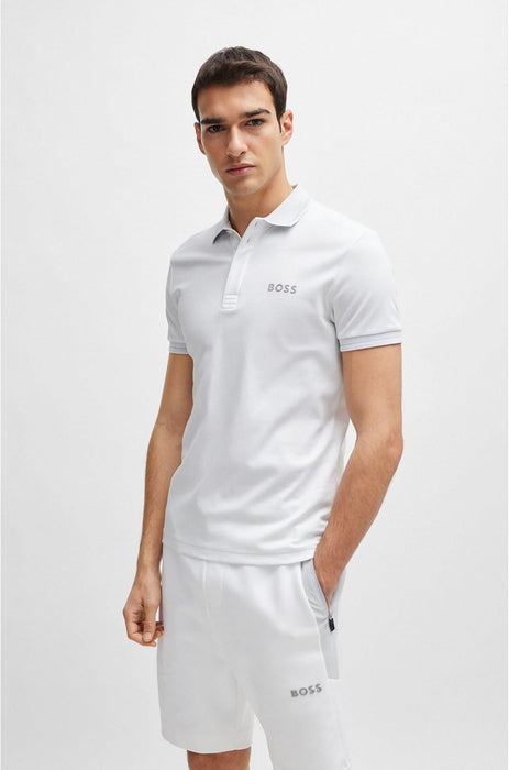 BOSS Men's Paule 1 Slim-Fit Interlock Cotton Polo Shirt with Mesh Logo