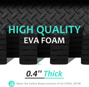 MOMENT 6 PACK Interlocking EVA Foam Floor Tiles for Home Gym, Yoga Mat 40 x 40cm, Puzzle Exercise Floor Mat, Workout Equipment, or Child's Play Surface - Set of 6, Black