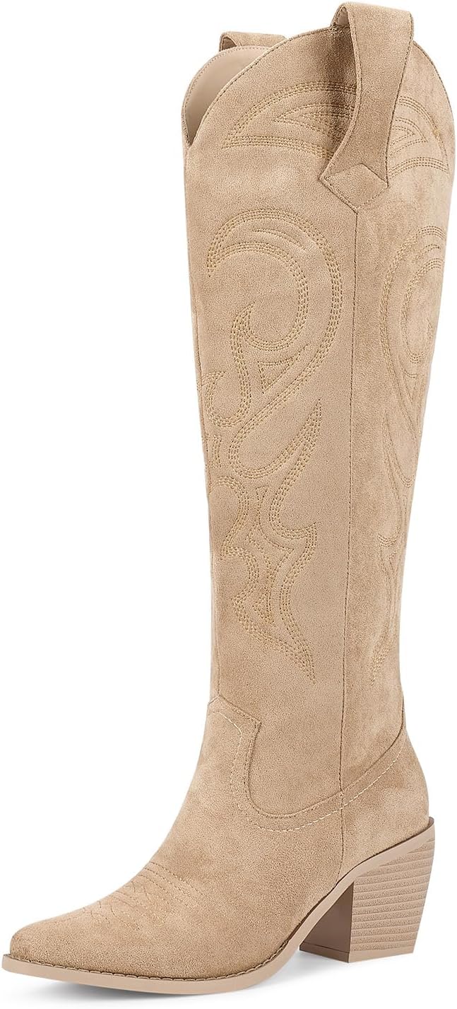 Platform Boots for Women, Heeled Combat Boots Chunky Heel Booties Round Toe Lace Up High Heel Ankle Boots - E-apricot