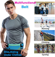 Running Pouch Belt Waist Pack Bag,Workout Fanny Pack,Bounce Free Jogging Pocket BeltTravelling Money Cell Phone Holder for Running Accessories, Blue, One Size