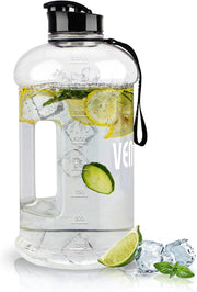 Water Bottle with Handle Portable Large Plastic Water Bottles for Adults BPA-free Half Gallon Water Bottle Reusable 2 Liter Water Jugs for Outdoor Hiking Fitness Travel Camping Cycling - Clear
