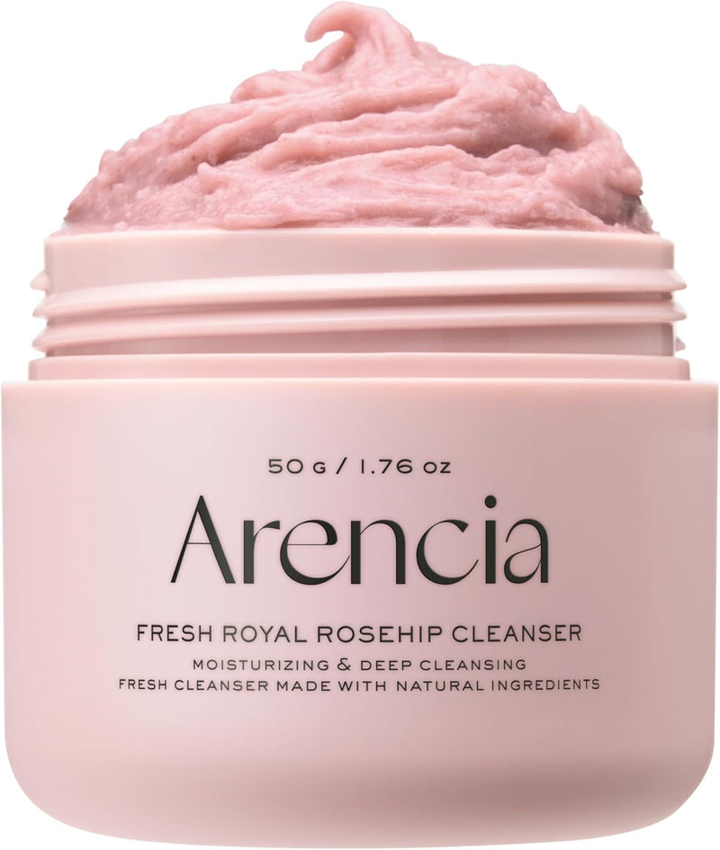 Korean Rice Mochi Face Cleanser 120g - Foaming Cleanser, Gentle Scrub All in One - Deep Cleansing, Moisturizing, Pore Minimizing, Removing Blackhead - 50g Royal Rosehip