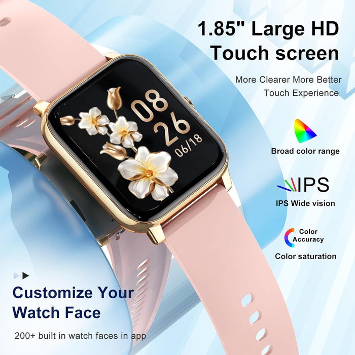 Smart Watch for Women Fitness Tracker: Gold Smart Watches for Women Digital Mens watches Make/Answer Call Waterproof Running Smartwatch Android Phone iPhone Samsung Compatible Heart Rate Monitor