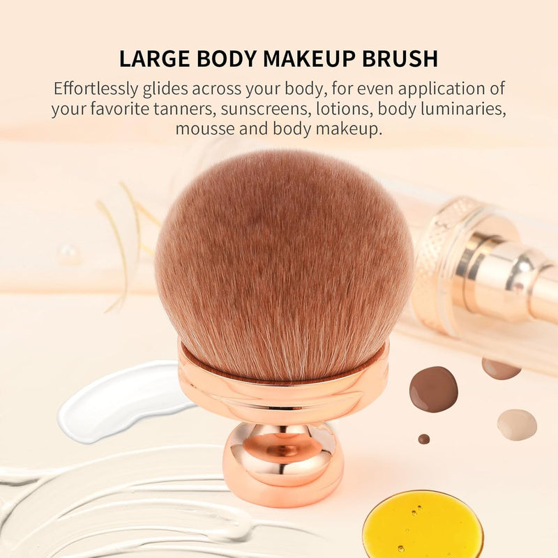 PINKE Extra Large Body Makeup Brush For Self Tanner, 3 Inch Width Self Tanning Blend Brush, Soft Synthetic Hair, Powder, Foundation, Blusher, Bronzer, Face and Body Brush