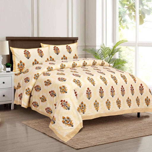 SUFAYA FAB Printed Indian Sanganer Twill Cotton Premium Big Size Bedsheets for Modern Look(108x108) inches with Two Pillow (17x27) inches