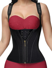Waist Trainer for Women, Tummy Control Vest for Weight Loss, Corset Shapewear with Adjustable Shoulder Strap, Black, M