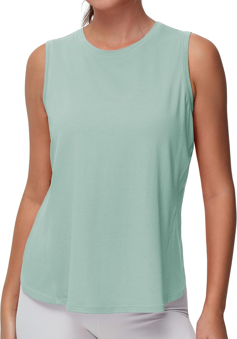 THE GYM PEOPLE Women's Workout Tank Tops Loose Fit Sleeveless Breathable Yoga Shirts with Side Slits