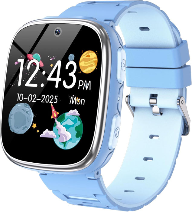 Kids Smart Watch Girls Boys - Smart Watch for Kids Game Watch Gifts for 4-12 Years Old with 15 Games Camera Alarm Video Music Player Pedometer Flashlight Birthday Gift Toys for Boys Girls (Blue)
