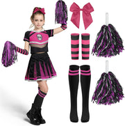 Spooktacular Creations Halloween Cheerleader Costume for Girls, Scary Skull Cheerleader Costume with Accessories for Girls, Role Play, Red and Black - pink