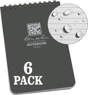 Rite In The Rain Weatherproof Top Spiral Notebook, 10.2 cm x 15.2 cm, Green Cover, Universal Pattern, 3 Pack (No. 946-3) - 6 Pack Gray