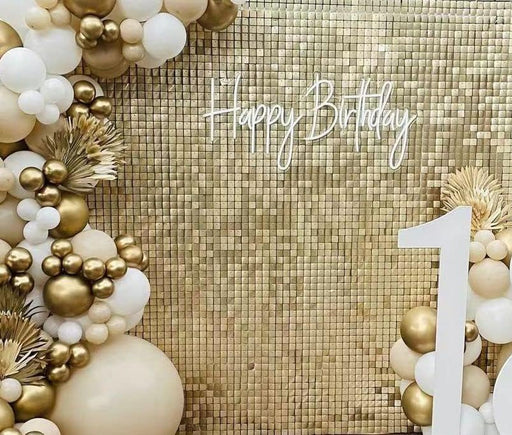 Decor Essentials Shimmer Wall Panel Sparkle Sequin 35cm x 35cm Wedding Backdrops Decorations (Gold)