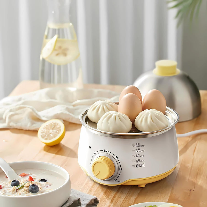 SPNOR Hard Boiled Egg Cooker 14-Egg Rapid Stainless Steel Egg Boiler with 30-Min Timer & Auto Shut Off, Compact Electric Vegetable Steamer for Cooking, Dishwasher Safe, yellow