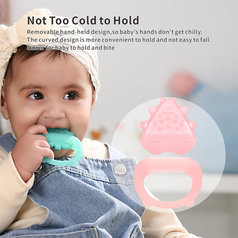 Baby Teether Toys,Water Fillable Baby Teething Relief,Cools & Massages Sore Gums,No Chill Handle,BPA-Free Silicone Teething Toys (Cyan)