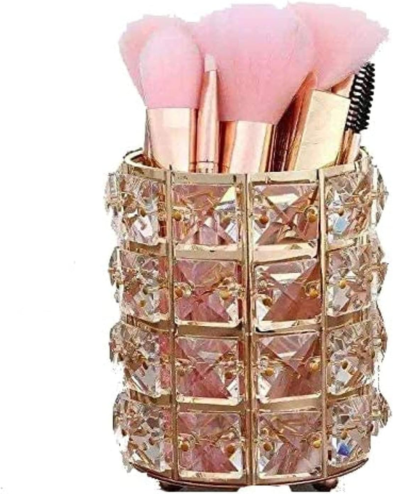 Portal AE Crystal Makeup Organizer - Gold Crystal Makeup Brush Holder Storage Organizer 10 * 12 (1 Piece)