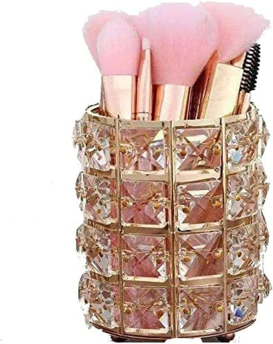 Portal AE Crystal Makeup Organizer - Gold Crystal Makeup Brush Holder Storage Organizer 10 * 12 (1 Piece)