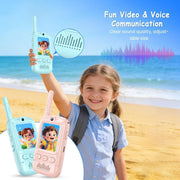 Kids Video Walkie Talkies Toys with Rotating Antenna, 2.0-Inch Screen & 500m Range, Dual-Camera Video Chat Without Wi-Fi, USB-C Rechargeable with Lanyard, Interactive Gift (Blue/Pink)
