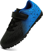 Boys Soccer Shoes Kids Girls Astro Turf Trainers Firm Ground Cleats Football Boots Outdoor Sneakers Athletic Sport Shoes Teenager Professional Football Shoes - Black/Blue