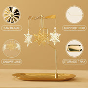 Creahaus Rotating Candle Holder with Tray, Gold Candle Spining Metal Holder for Christmas, Valentine's Day, Party Table Decor, Gift (Gold Carousel)