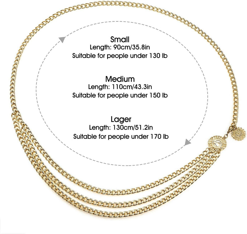 Multilayer Metal Waist Chain, Dress Belts for Women, Cowgirl Boho Waist Chain Belt for Dresses Jeans Pants