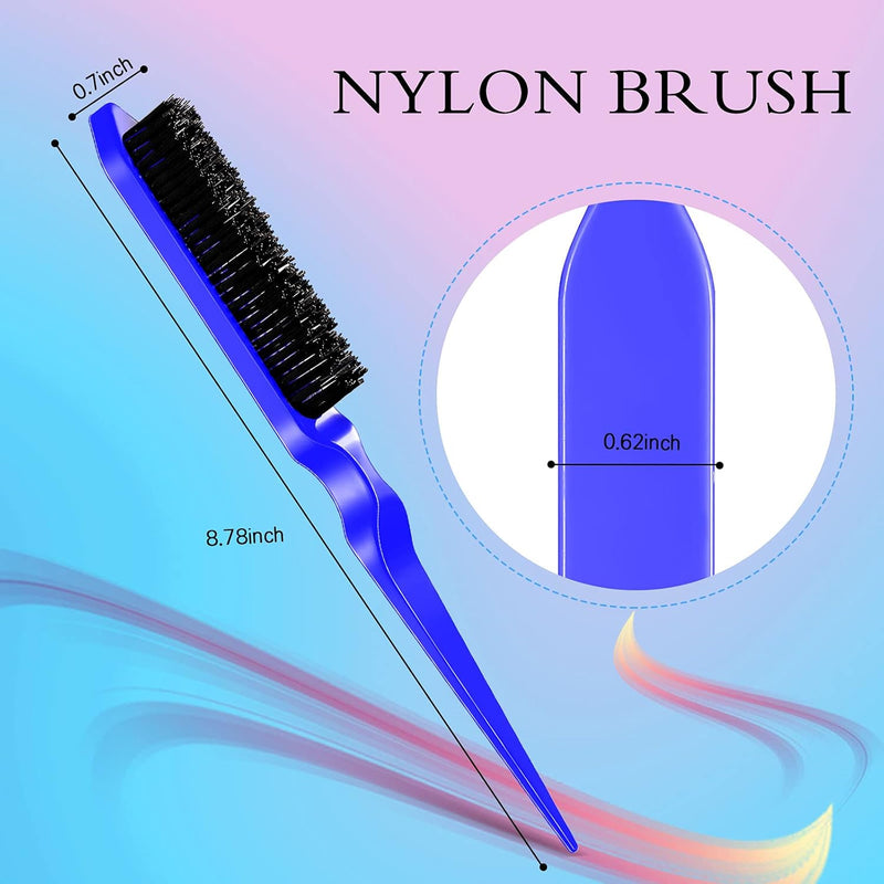 Geiserailie 3 Pcs Slick Back Hair Brush Set Bristle Brush Edge Control Teasing Comb for Women Black Hair(Black)