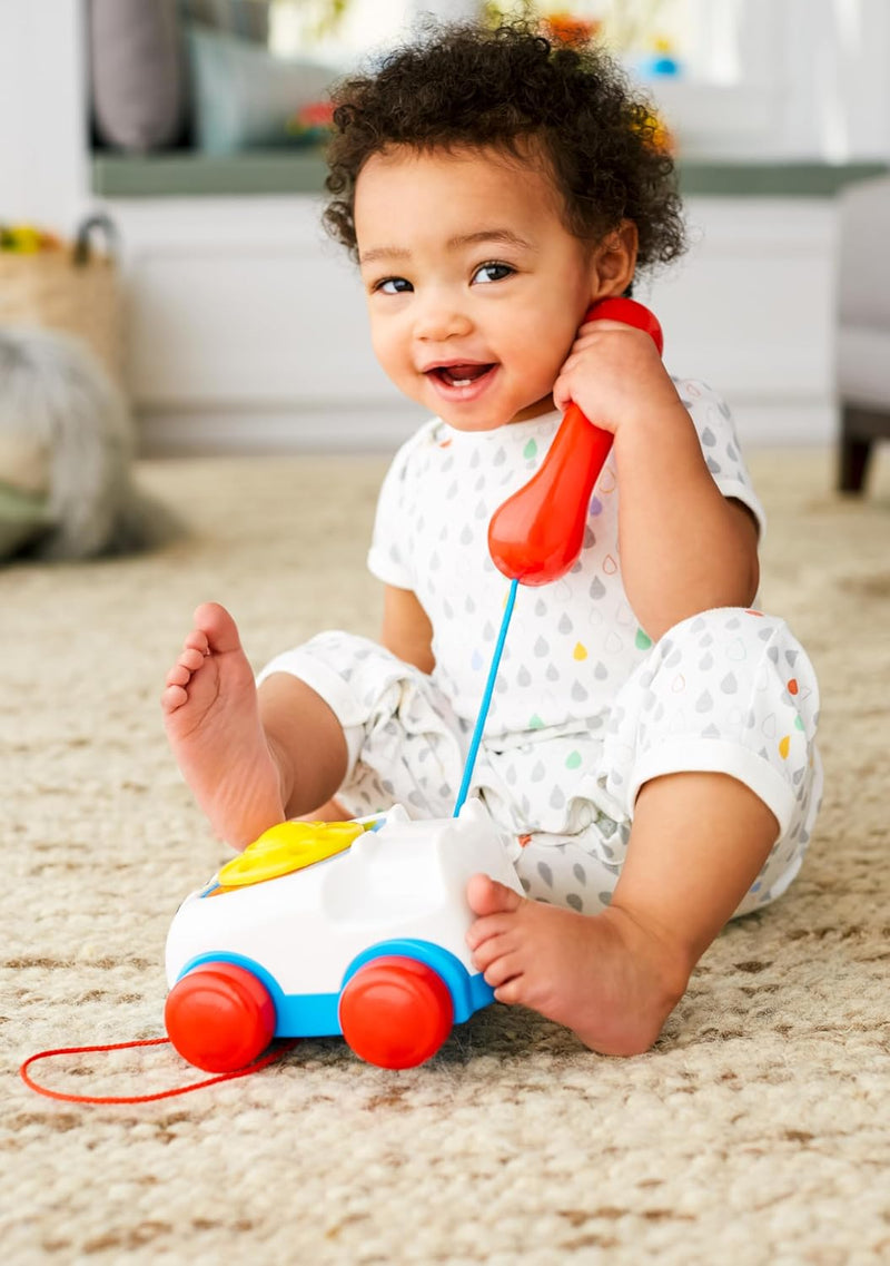Fisher-Price Toddler Pull Toy Chatter Telephone Pretend Phone with Rotary Dial and Wheels for Walking Play Ages 1+ years - Set