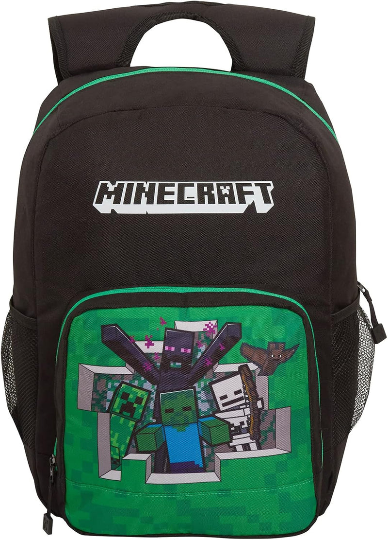 Minecraft Backpack Kids Adults Large School Collage Work Laptop Bag Gaming Rucksack Gift For Gamer - Black