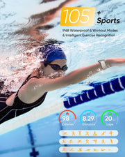 Fitpolo Smart Watch for Women Android & iPhone, Alexa Built-in [1.8" HD Screen] IP68 Waterproof Fitness Watch with Bluetooth Call (Answer/Make), Heart Rate/Sleep/SpO2 Monitor, 105 Sports Trackers