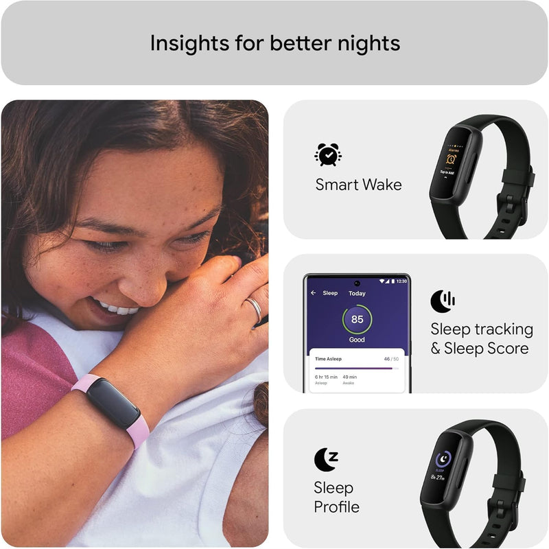 Fitbit Inspire 3 Activity Tracker with 6-months Premium Membership Included, up to 10 days battery life and Daily Readiness Score - Black/Midnight Zen, One Size