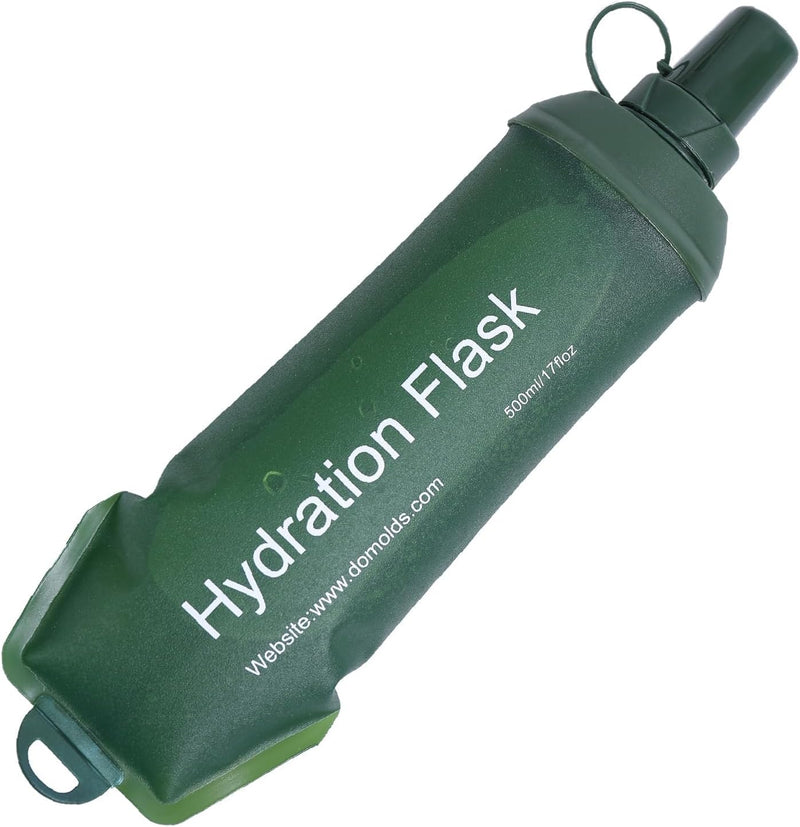 Soft Flask, TPU Foldable Running Hydration Flask, Soft Collapsible Water Bottle for Hydration Pack Cycling Marathon Running Hiking - 500ML-Green