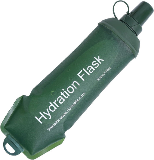 Soft Flask, TPU Foldable Running Hydration Flask, Soft Collapsible Water Bottle for Hydration Pack Cycling Marathon Running Hiking - 500ML-Green