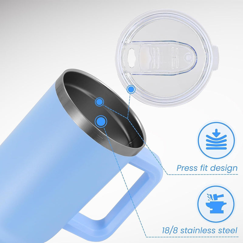AUTOYSUR Tumbler 40 oz Tumbler with Handle and Straw, Insulated Travel Mug Iced Coffee Cup, Reusable Stainless Steel Insulated Water Bottle,Dishwasher Safe, BPA Free (Blue)