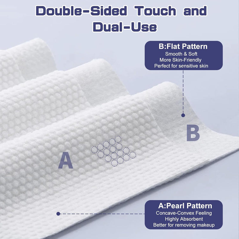 BODFPPC Disposable Face Towel, 100 Count Face Clean Towels, for Washing Soft Cotton Dry Wipes Facial Cloths Towelettes for Washing and Drying, Facial Tissue for Cleansing, Skincare and Makeup Remover