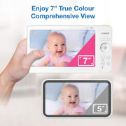 VTech VM924-2 Video Baby Monitor with 2 Cameras, Pan and Tilt, Baby Monitor with 5 Inch LCD Screen, Up to 17 Hours Battery Life, 1.33x Zoom, Night Vision, 300 m Long Range, Calming