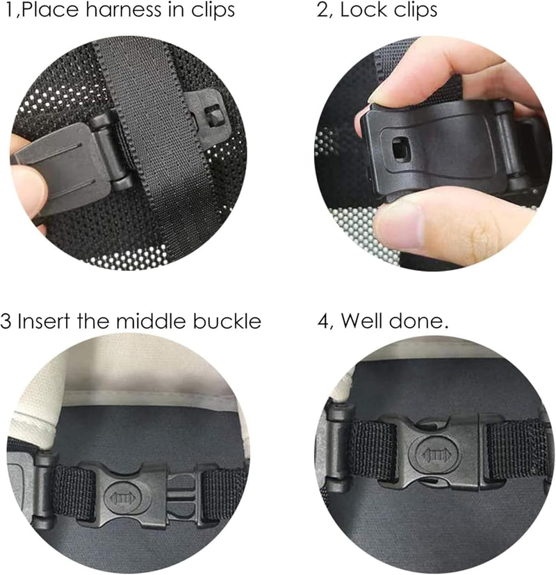 Sulfar Universal Child Chest Harness Clip, Car Seat Safety Belt Clip Buckle, Anti-Slip Baby Chest Clip Guard Compatible with Seats, Strollers, Schoolbags, for 1.5-inch Width Harness (black, grey)