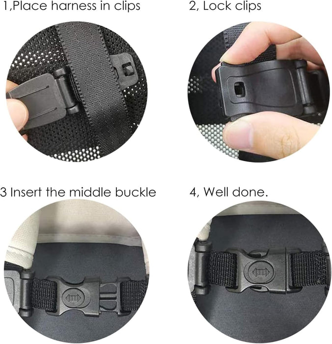 Sulfar Universal Child Chest Harness Clip, Car Seat Safety Belt Clip Buckle, Anti-Slip Baby Chest Clip Guard Compatible with Seats, Strollers, Schoolbags, for 1.5-inch Width Harness (black, grey)