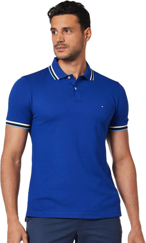 Mens Cuff interest slim f Polos (pack of 1) - Wedge Blue