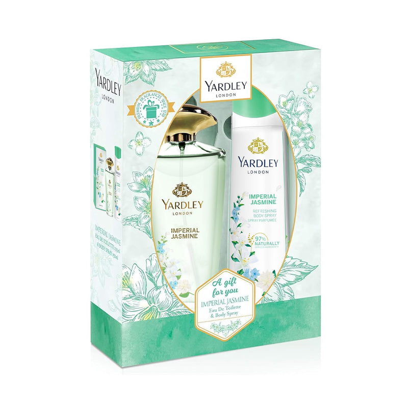 Yardley London Imperial Jasmine Perfumed Gift Set - EDT 125 ml + Body Spray 150 ml Floral Scent with Jasmine & Orange Blossom Fragrance