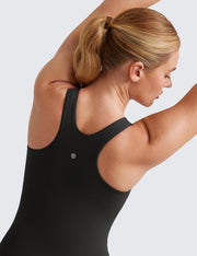 CRZ YOGA Butterluxe Womens Racerback Workout Tank Top with Built in Shelf Bra - Padded High Neck Yoga Athletic Camisole