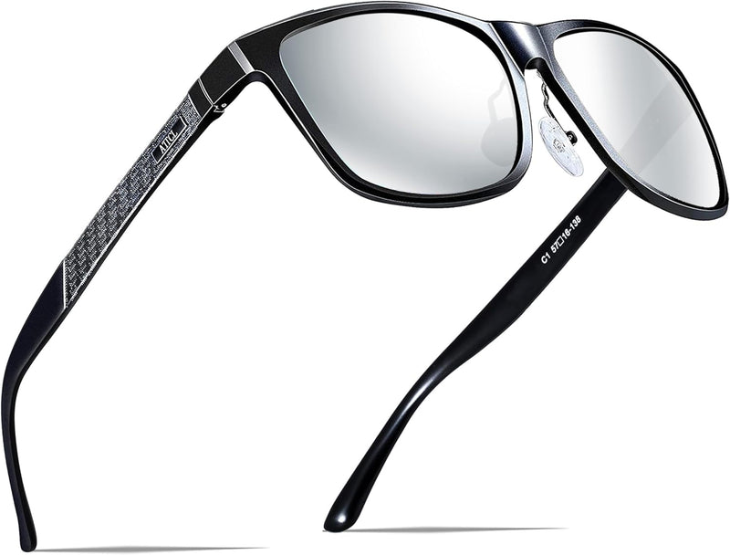 ATTCL Mens Polarized Sunglasses for Men Sunglasses (pack of 1) - 8587-Black-Silver(mirrored)