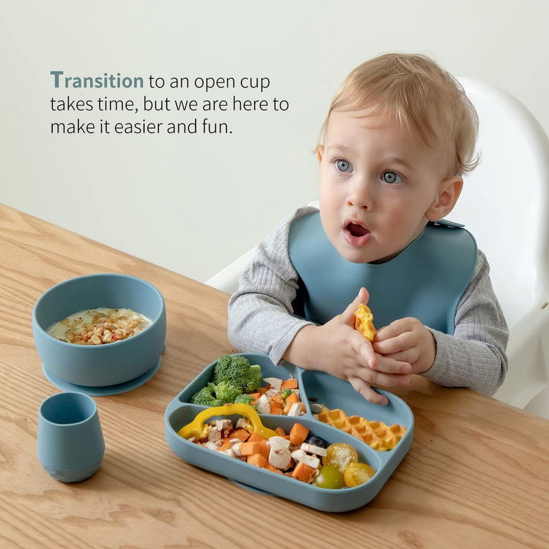 SAMiGO Silicone Baby Cups Tiny Cups for 6-12 Month Infants - Baby Led Weaning Cups for Training - Open Cup Set - 2 Pack