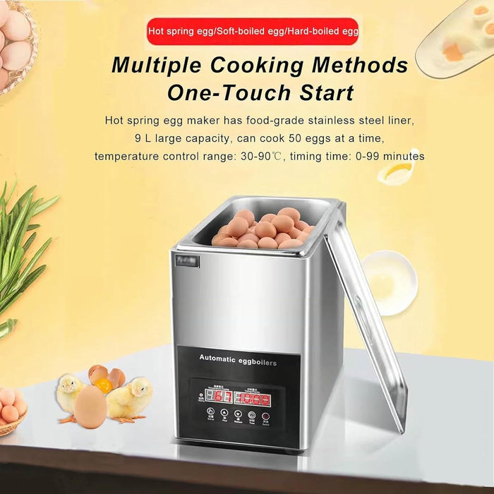 Electric Hot Spring Egg Cooker, Intelligent Half-Boiled Egg Soft-Boiled Egg Machine, Automatic Egg Boiler Machine, Commercial Hot Spring Egg Cooker, 50 Egg Capacity (A)