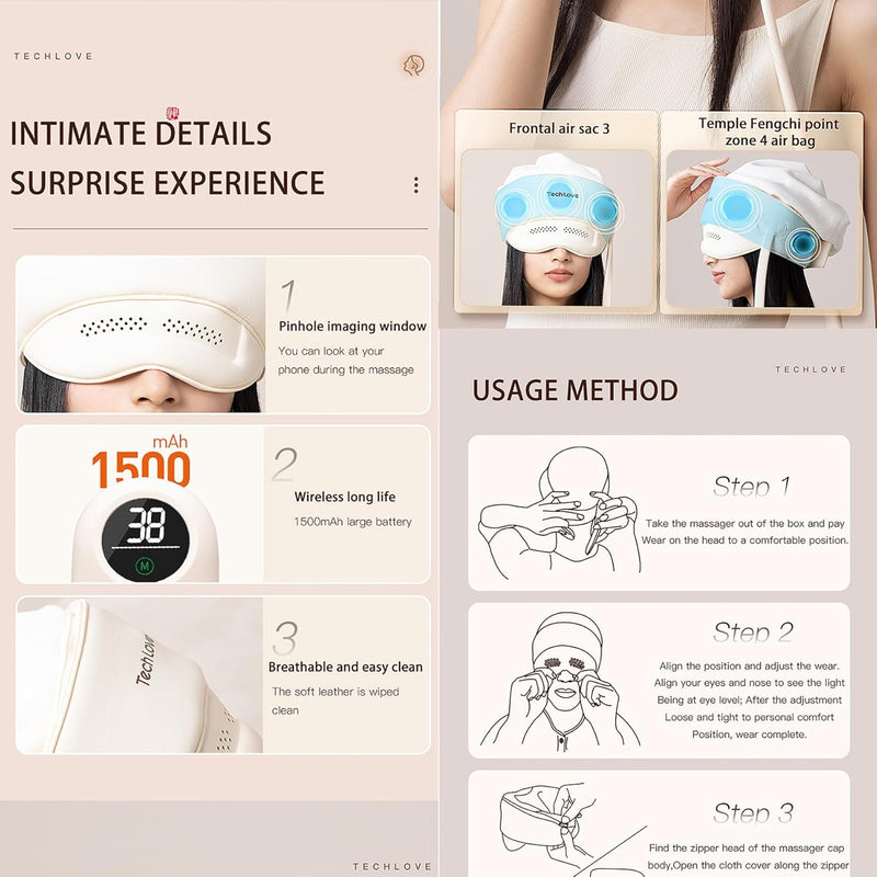 Electric Head & Eye Massager with Heat, Portable Electric Head & Eye Relaxation,Airbags, and Kneading - Portable Scalp Relief for Everyone