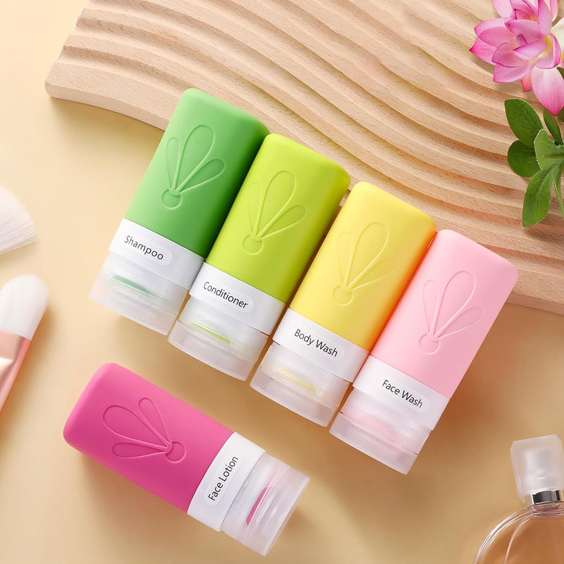 INSFIT Travel Bottles for Toiletries, TSA Approved 90ml Travel Size Containers, BPA Free Leak Proof Squeezable Silicone Tubes for Shampoo Conditioner Lotion Soap with Labels