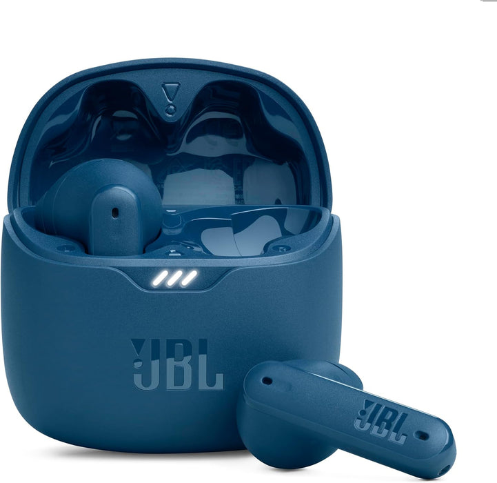 JBL Tune Flex True Wireless Noise Cancelling Earbuds, Pure Bass, ANC + Smart Ambient, 4 Microphones, 32H of Battery, Water Resistant & Sweatproof, Comfortable Fit - Blue, JBLTFLEXBLU