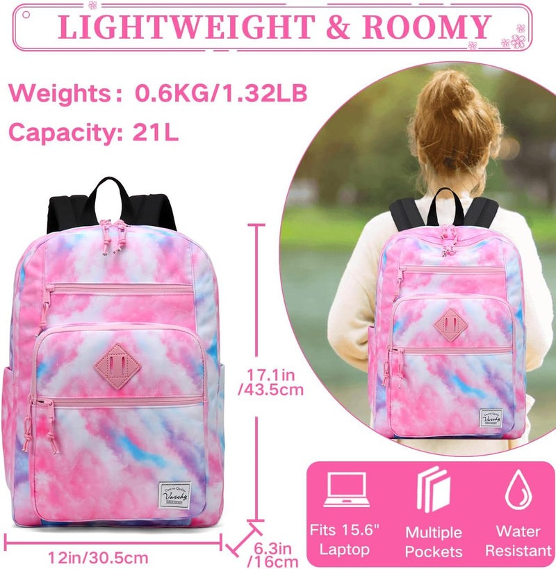 VASCHY School Backpack for Women, Unisex Large Bookbag Schoolbag Casual Daypack for High School/College/Teens/Travel/Work