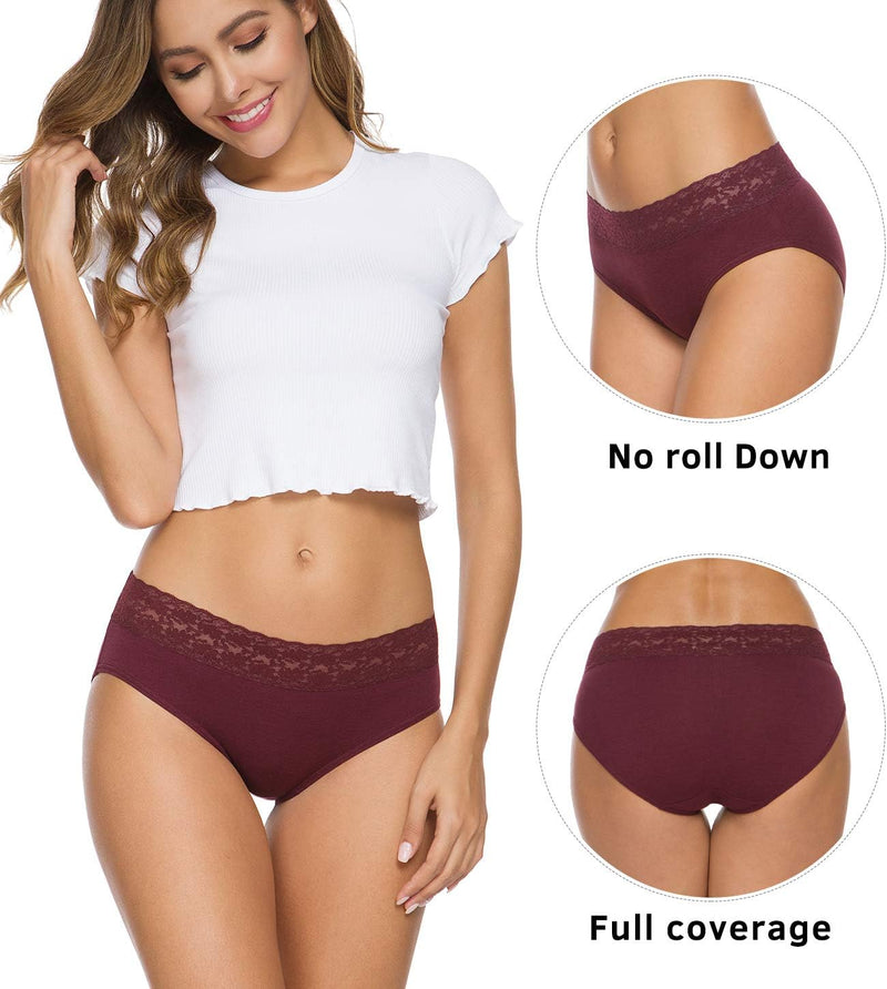 GNEPH Womens Underwear Cotton Panties for Women Underpants Briefs Hipster Lace Bikini 5 Pack