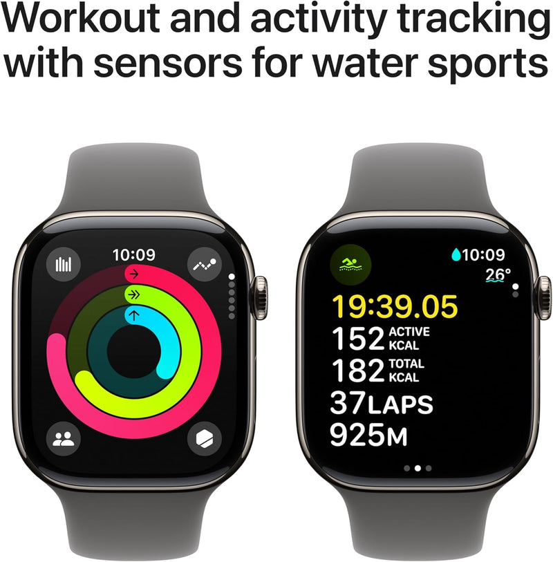 Apple Watch Series 10 GPS + Cellular 46 mm Smartwatch with Gold Titanium Case with Gold Milanese Loop - M/L. Fitness Tracker, ECG App, Always-On Retina Display, Carbon Neutral
