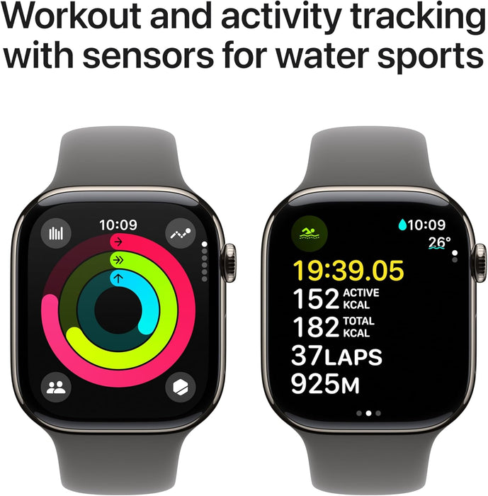 Apple Watch Series 10 GPS + Cellular 46 mm Smartwatch with Gold Titanium Case with Gold Milanese Loop - M/L. Fitness Tracker, ECG App, Always-On Retina Display, Carbon Neutral