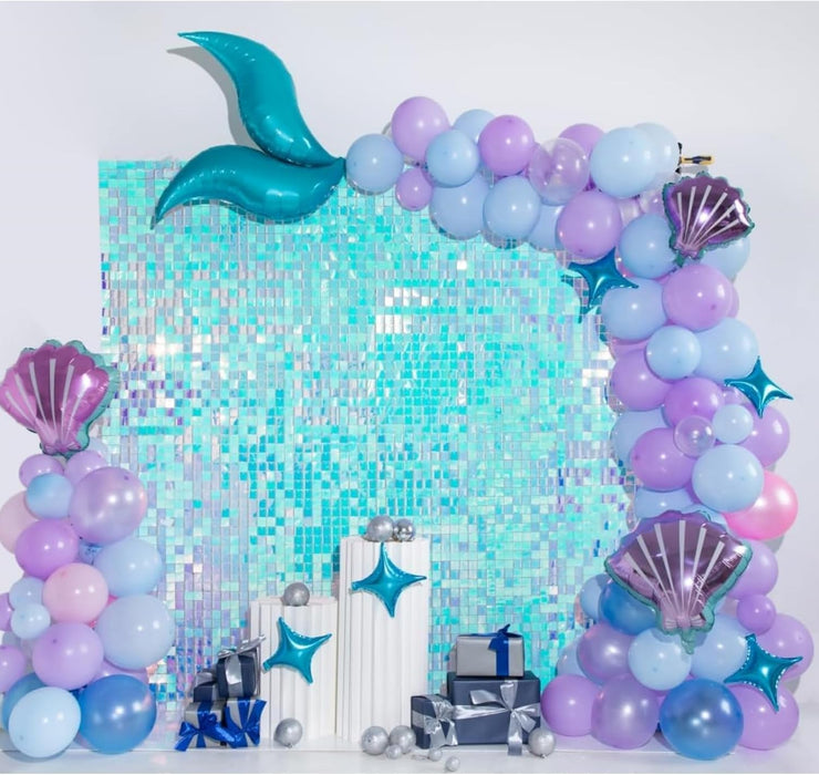 AM ANNA Sequin Wall Panels, 30PCS Shimmer Backdrop Stand, Rainbow Silver Square Decoration for Photo Backdrops, Party, Anniversary, Engagement